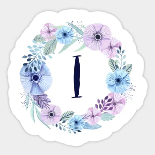 Floral Monogram I Icy Winter Blossoms Sticker